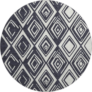 Piper Looms Mayfield Diamonds AMF862 Black Machine Washable Area Rug Round Main Image