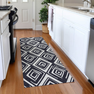 Piper Looms Mayfield Diamonds AMF862 Black Machine Washable Area Rug Runner Lifestyle Image Feature