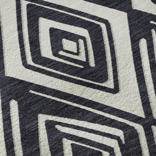 Piper Looms Mayfield Diamonds AMF862 Black Machine Washable Area Rug Swatch Image
