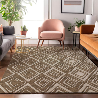 Piper Looms Mayfield Diamonds AMF862 Brown Machine Washable Area Rug Lifestyle Image Feature