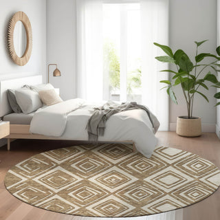 Piper Looms Mayfield Diamonds AMF862 Brown Machine Washable Area Rug Round Lifestyle Image Feature