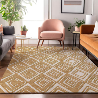 Piper Looms Mayfield Diamonds AMF862 Gold Machine Washable Area Rug Lifestyle Image Feature