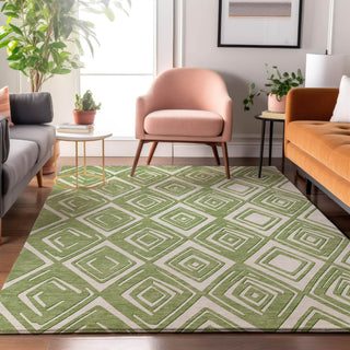 Piper Looms Mayfield Diamonds AMF862 Green Machine Washable Area Rug Lifestyle Image Feature