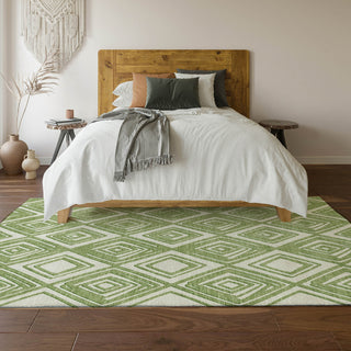 Piper Looms Mayfield Diamonds AMF862 Green Machine Washable Area Rug Lifestyle Image Feature