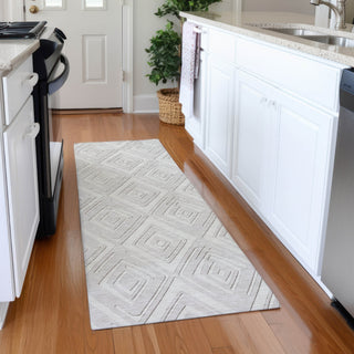 Piper Looms Mayfield Diamonds AMF862 Ivory Machine Washable Area Rug Runner Lifestyle Image Feature