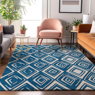 Piper Looms Mayfield Diamonds AMF862 Navy Machine Washable Area Rug Lifestyle Image Feature