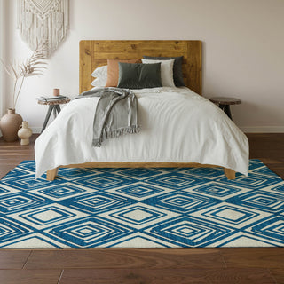 Piper Looms Mayfield Diamonds AMF862 Navy Machine Washable Area Rug Lifestyle Image Feature