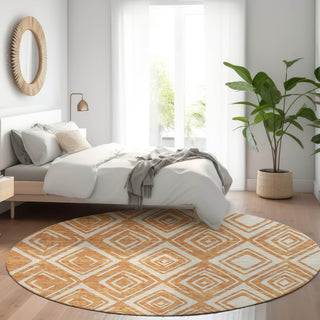 Piper Looms Mayfield Diamonds AMF862 Paprika Machine Washable Area Rug Round Lifestyle Image Feature