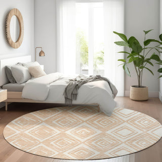 Piper Looms Mayfield Diamonds AMF862 Peach Machine Washable Area Rug Round Lifestyle Image Feature