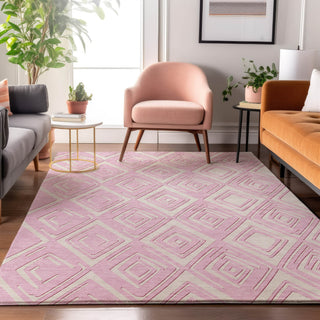 Piper Looms Mayfield Diamonds AMF862 Pink Machine Washable Area Rug Lifestyle Image Feature