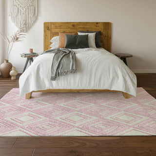 Piper Looms Mayfield Diamonds AMF862 Pink Machine Washable Area Rug Lifestyle Image Feature