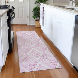 Piper Looms Mayfield Diamonds AMF862 Pink Machine Washable Area Rug Runner Lifestyle Image Feature