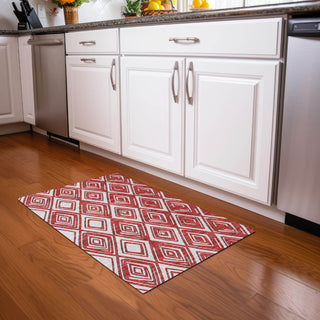 Piper Looms Mayfield Diamonds AMF862 Red Machine Washable Area Rug Scatter Lifestyle Image Feature