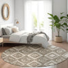 Piper Looms Mayfield Diamonds AMF862 Taupe Machine Washable Area Rug Round Lifestyle Image Feature