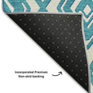 Piper Looms Mayfield Diamonds AMF862 Teal Machine Washable Area Rug Backing Image