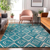 Piper Looms Mayfield Diamonds AMF862 Teal Machine Washable Area Rug Lifestyle Image Feature