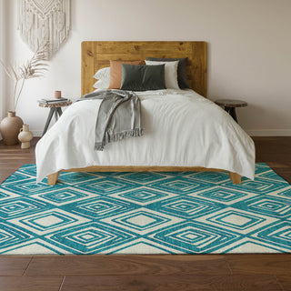 Piper Looms Mayfield Diamonds AMF862 Teal Machine Washable Area Rug Lifestyle Image Feature