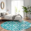 Piper Looms Mayfield Diamonds AMF862 Teal Machine Washable Area Rug Round Lifestyle Image Feature
