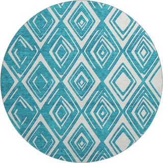 Piper Looms Mayfield Diamonds AMF862 Teal Machine Washable Area Rug Round Main Image