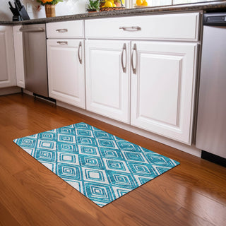 Piper Looms Mayfield Diamonds AMF862 Teal Machine Washable Area Rug Scatter Lifestyle Image Feature