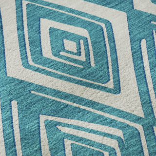Piper Looms Mayfield Diamonds AMF862 Teal Machine Washable Area Rug Swatch Image