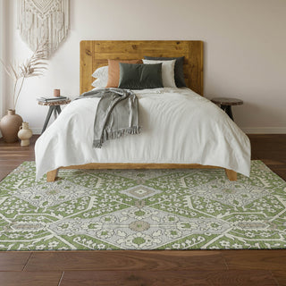 Piper Looms Mayfield Diamonds AMF863 Aloe Machine Washable Area Rug Lifestyle Image Feature