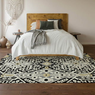 Piper Looms Mayfield Diamonds AMF863 Black Machine Washable Area Rug Lifestyle Image Feature