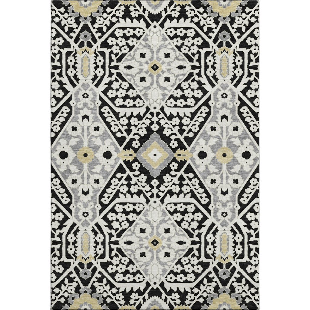 Piper Looms Mayfield Diamonds AMF863 Black Machine Washable Area Rug main image