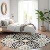 Piper Looms Mayfield Diamonds AMF863 Black Machine Washable Area Rug Round Lifestyle Image Feature