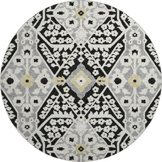 Piper Looms Mayfield Diamonds AMF863 Black Machine Washable Area Rug Round Main Image
