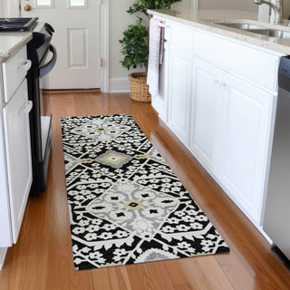 Piper Looms Mayfield Diamonds AMF863 Black Machine Washable Area Rug Runner Lifestyle Image Feature