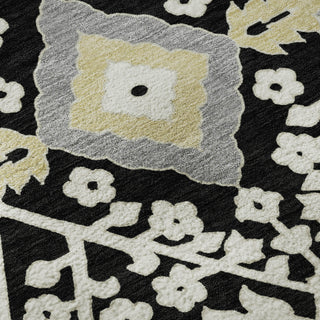 Piper Looms Mayfield Diamonds AMF863 Black Machine Washable Area Rug Swatch Image