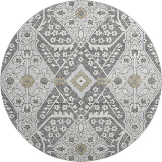 Piper Looms Mayfield Diamonds AMF863 Charcoal Machine Washable Area Rug Round Main Image
