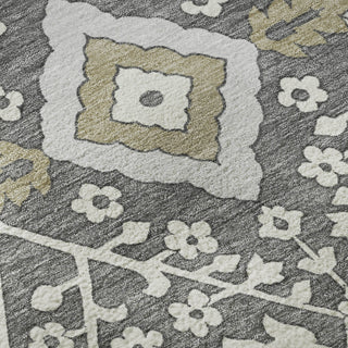 Piper Looms Mayfield Diamonds AMF863 Charcoal Machine Washable Area Rug Swatch Image