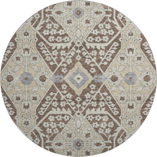 Piper Looms Mayfield Diamonds AMF863 Chocolate Machine Washable Area Rug Round Main Image