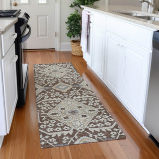 Piper Looms Mayfield Diamonds AMF863 Chocolate Machine Washable Area Rug Runner Lifestyle Image Feature