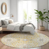 Piper Looms Mayfield Diamonds AMF863 Gold Machine Washable Area Rug Round Lifestyle Image Feature