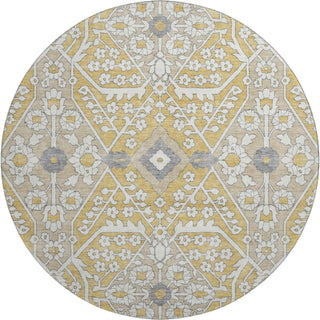 Piper Looms Mayfield Diamonds AMF863 Gold Machine Washable Area Rug Round Main Image