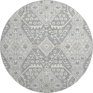Piper Looms Mayfield Diamonds AMF863 Gray Machine Washable Area Rug Round Main Image