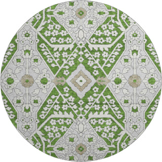 Piper Looms Mayfield Diamonds AMF863 Green Machine Washable Area Rug Round Main Image