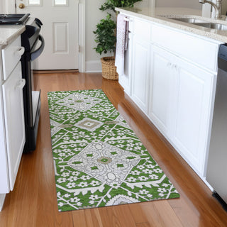 Piper Looms Mayfield Diamonds AMF863 Green Machine Washable Area Rug Runner Lifestyle Image Feature