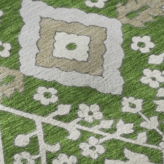 Piper Looms Mayfield Diamonds AMF863 Green Machine Washable Area Rug Swatch Image