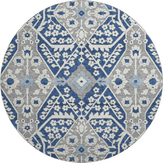 Piper Looms Mayfield Diamonds AMF863 Navy Machine Washable Area Rug Round Main Image