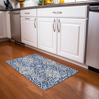 Piper Looms Mayfield Diamonds AMF863 Navy Machine Washable Area Rug Scatter Lifestyle Image Feature