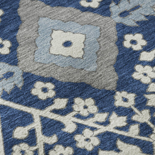 Piper Looms Mayfield Diamonds AMF863 Navy Machine Washable Area Rug Swatch Image