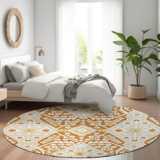 Piper Looms Mayfield Diamonds AMF863 Paprika Machine Washable Area Rug Round Lifestyle Image Feature