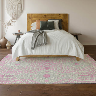 Piper Looms Mayfield Diamonds AMF863 Pink Machine Washable Area Rug Lifestyle Image Feature