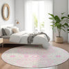 Piper Looms Mayfield Diamonds AMF863 Pink Machine Washable Area Rug Round Lifestyle Image Feature