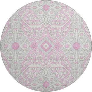 Piper Looms Mayfield Diamonds AMF863 Pink Machine Washable Area Rug Round Main Image