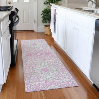 Piper Looms Mayfield Diamonds AMF863 Pink Machine Washable Area Rug Runner Lifestyle Image Feature